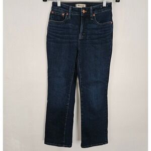 Madewell Curvy Kick Out Crop Flare Jeans Dark Indigo Blue Size 26